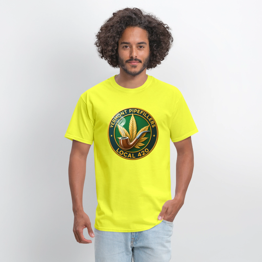 VERMONT PIPEFILLERS LOCAL 420 Men's T-Shirt - safety green