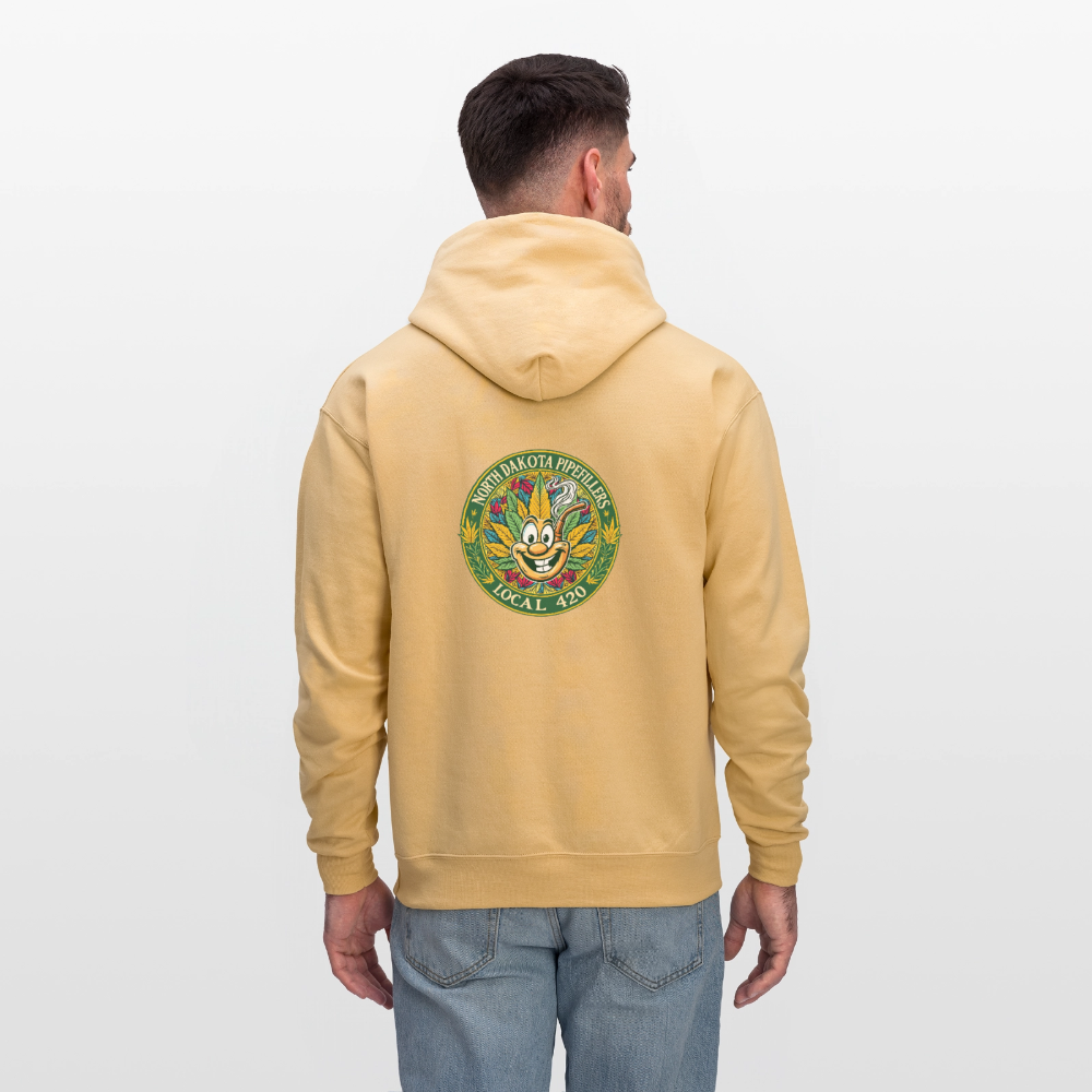 NORTH DAKOTA PIPEFILLERS LOCAL 420 F/B 2 DESIGNS Men's Hoodie - light gold 