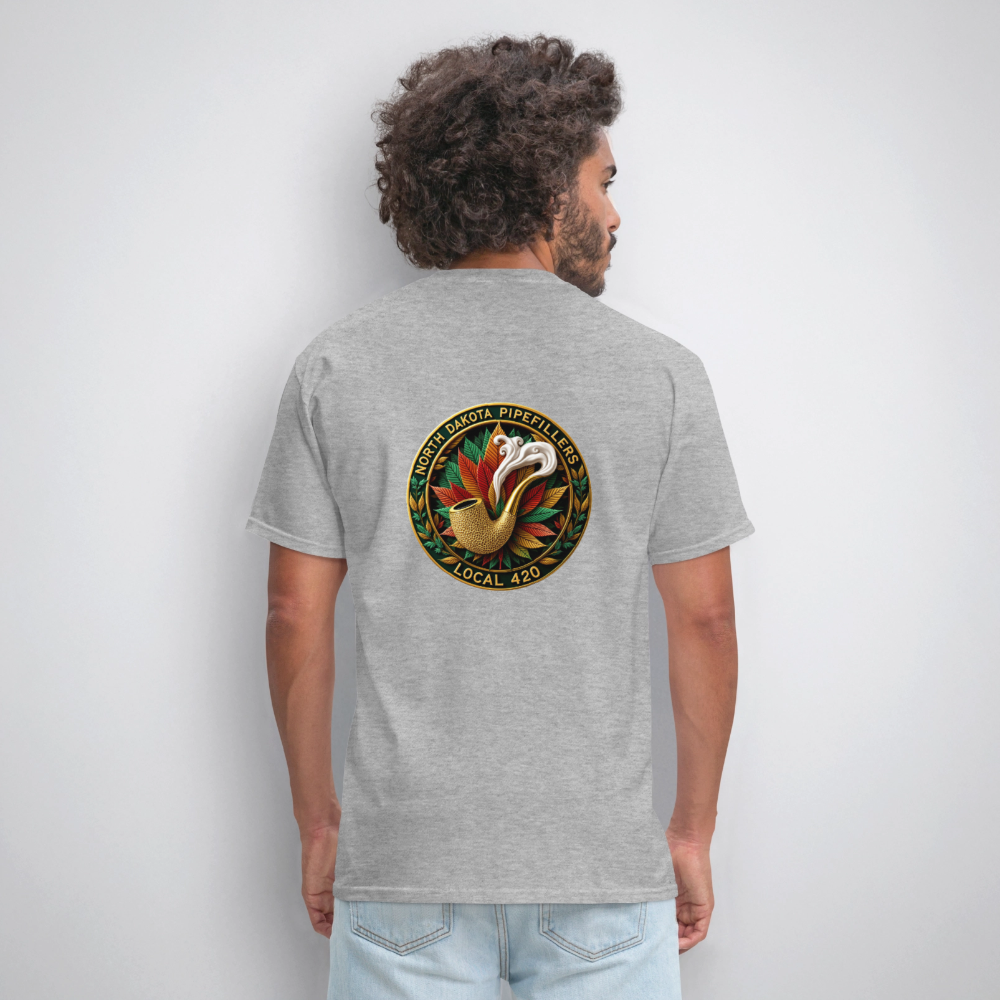 NORTH DAKOTA PIPEFILLERS LOCAL 420 F/B DESIGNS Men's T-Shirt - heather gray
