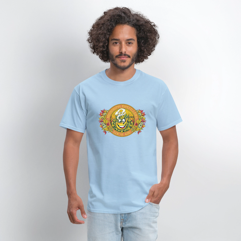 MISSISSIPPI PIPEFILLERS LOCAL 420 F/B DESIGNS Men's T-Shirt - powder blue