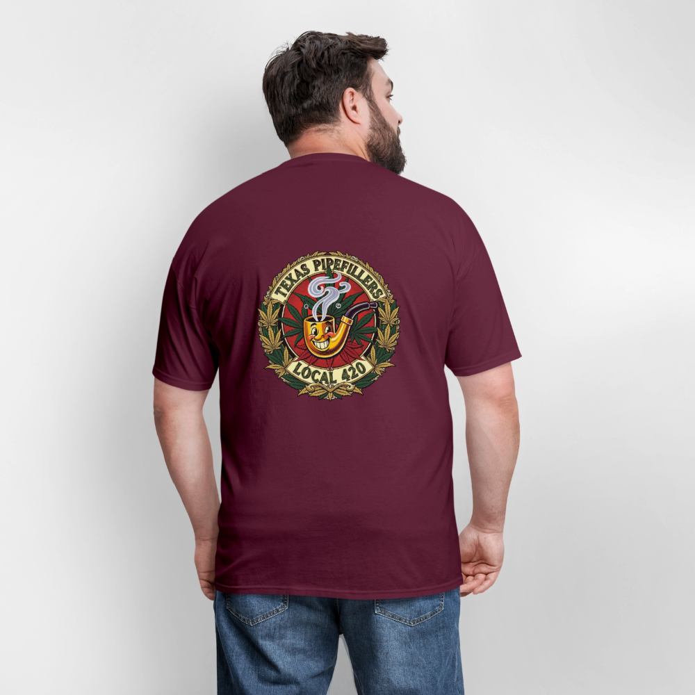 TEXAS PIPEFILLERS LOCAL 420 F.B DESIGN Men's T-Shirt - burgundy