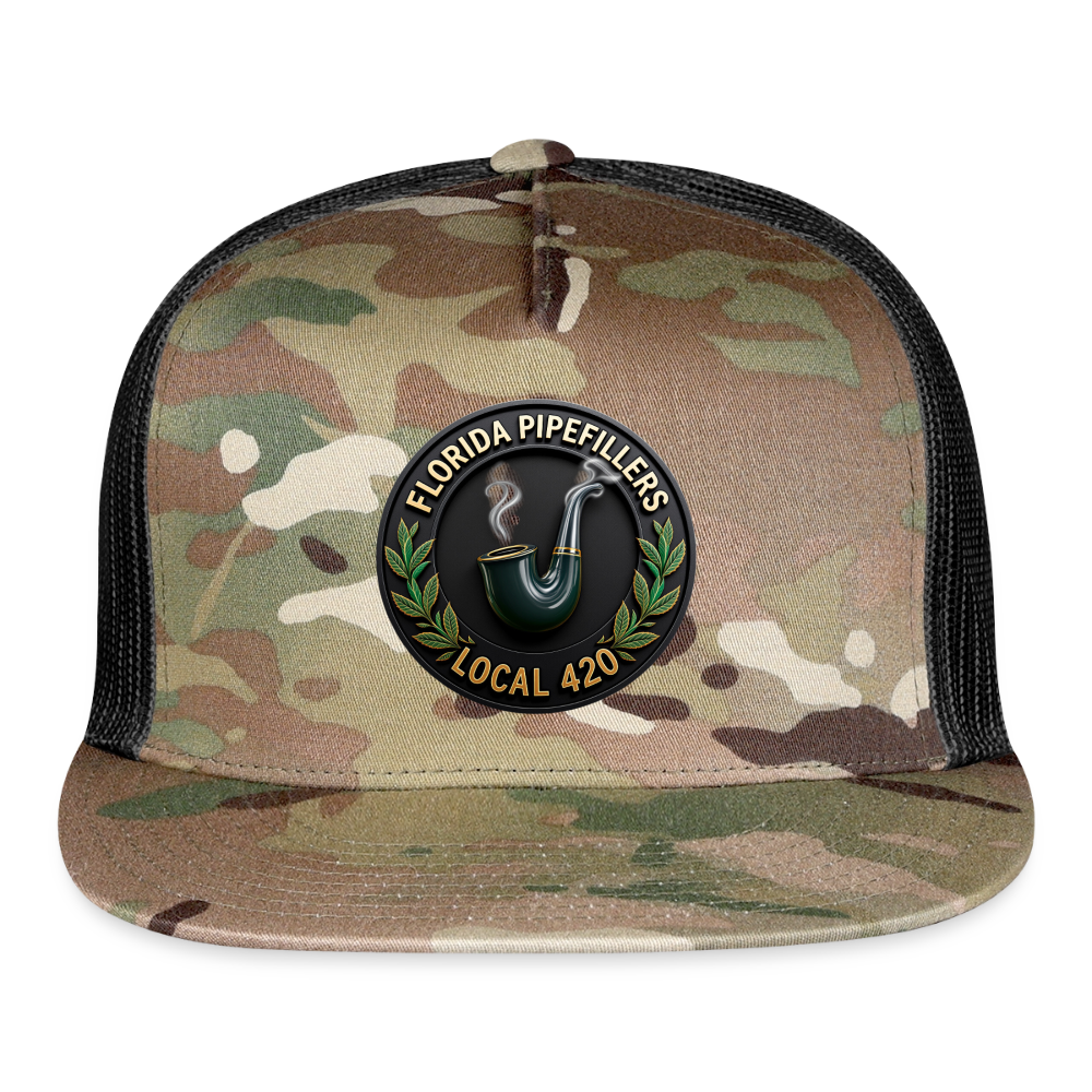 FLORIDA PIPEFILLERS LOCAL 420 CAMO Trucker Hat - MultiCam\black