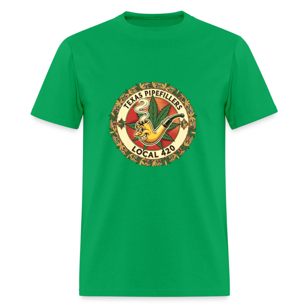TEXAS PIPEFILLERS LOCAL 420  Men's T-Shirt - bright green