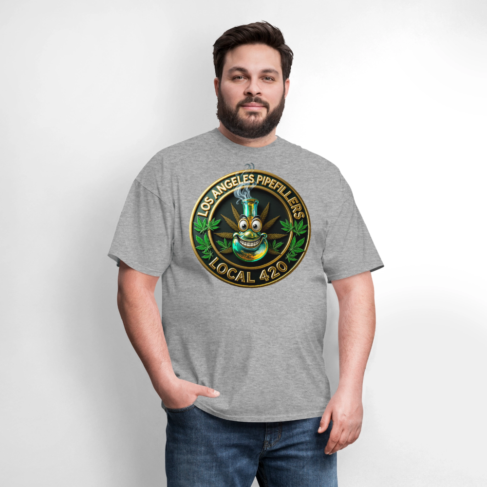 LOS ANGLES PIPEFILLERS LOCAL 420 Men's T-Shirt - heather gray