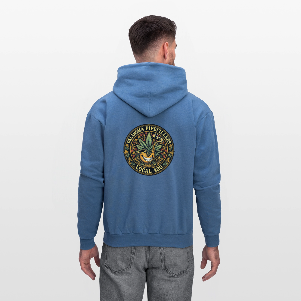 OKLAHOMA PIPEFILLERS LOCAL 420  F/B DESIGNS Men's Hoodie - denim blue