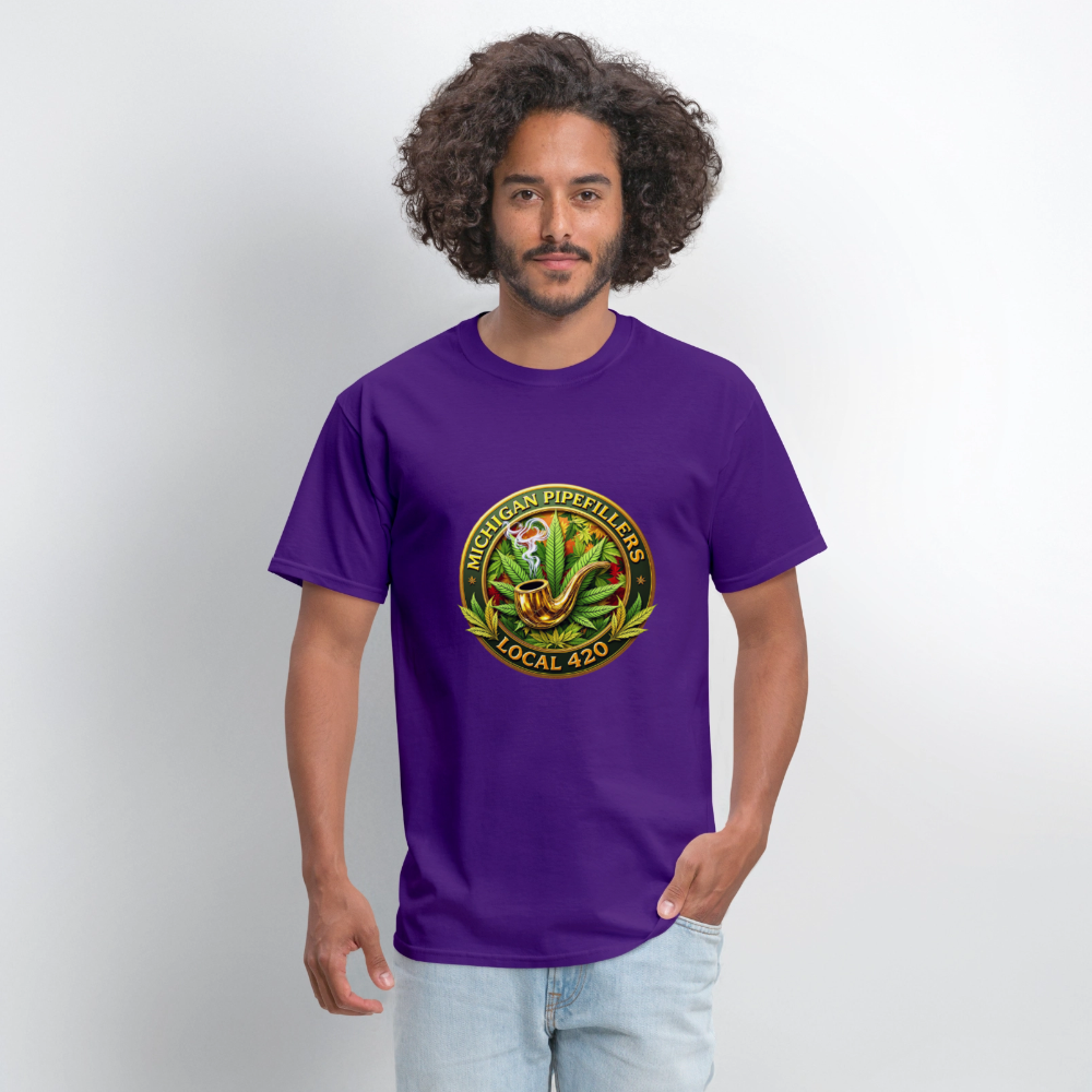 MICHIGAN PIPEFILLERS LOCAL 420 F/B DESIGN Men's T-Shirt - purple