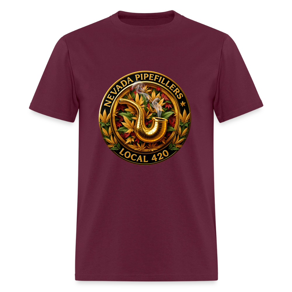 NEVADA PIPEFILLERS LOCAL 420  Men's T-Shirt - burgundy