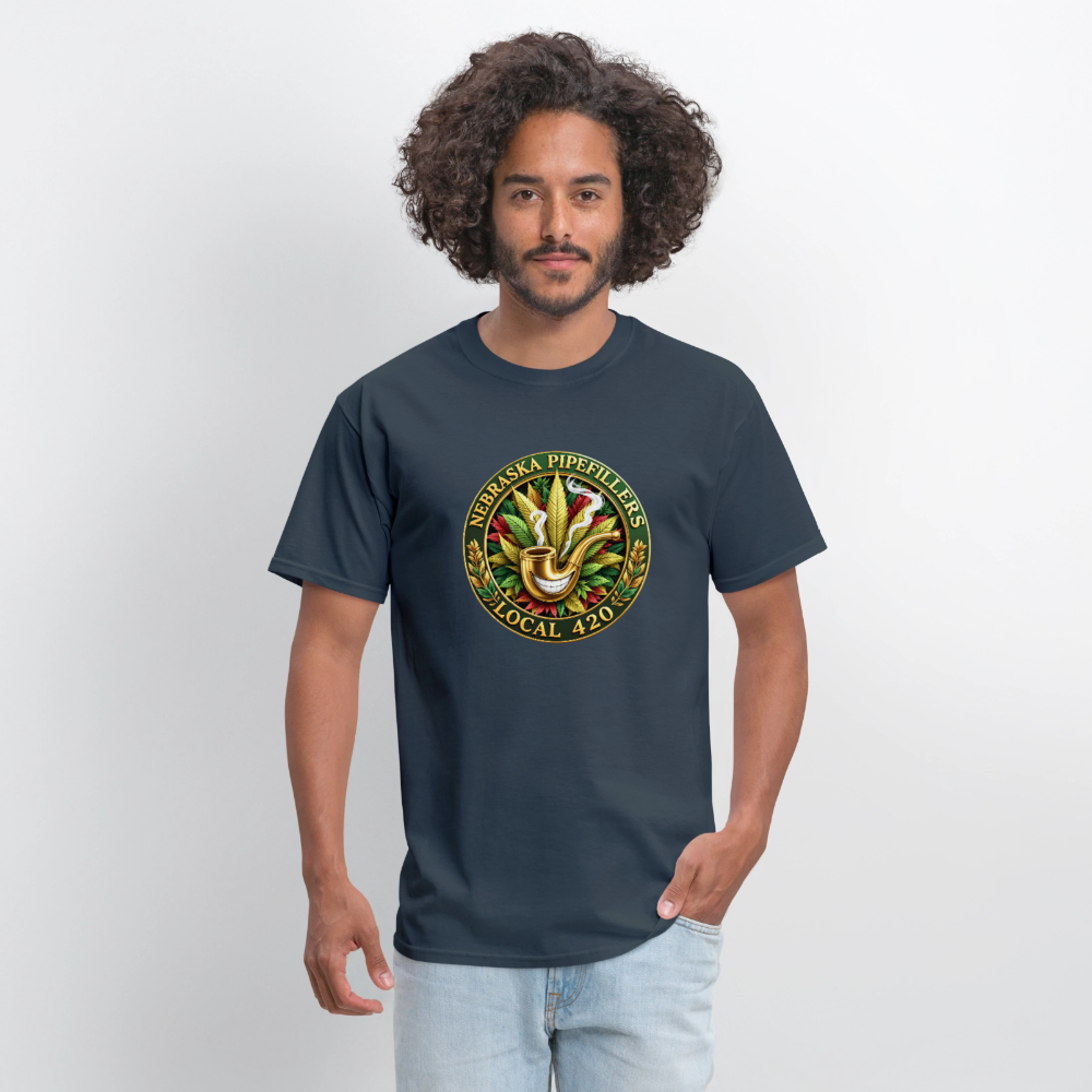 NEBRASKA PIPEFILLERS LOCAL 420 F/B DESIGNS Men's T-Shirt -  blue dusk