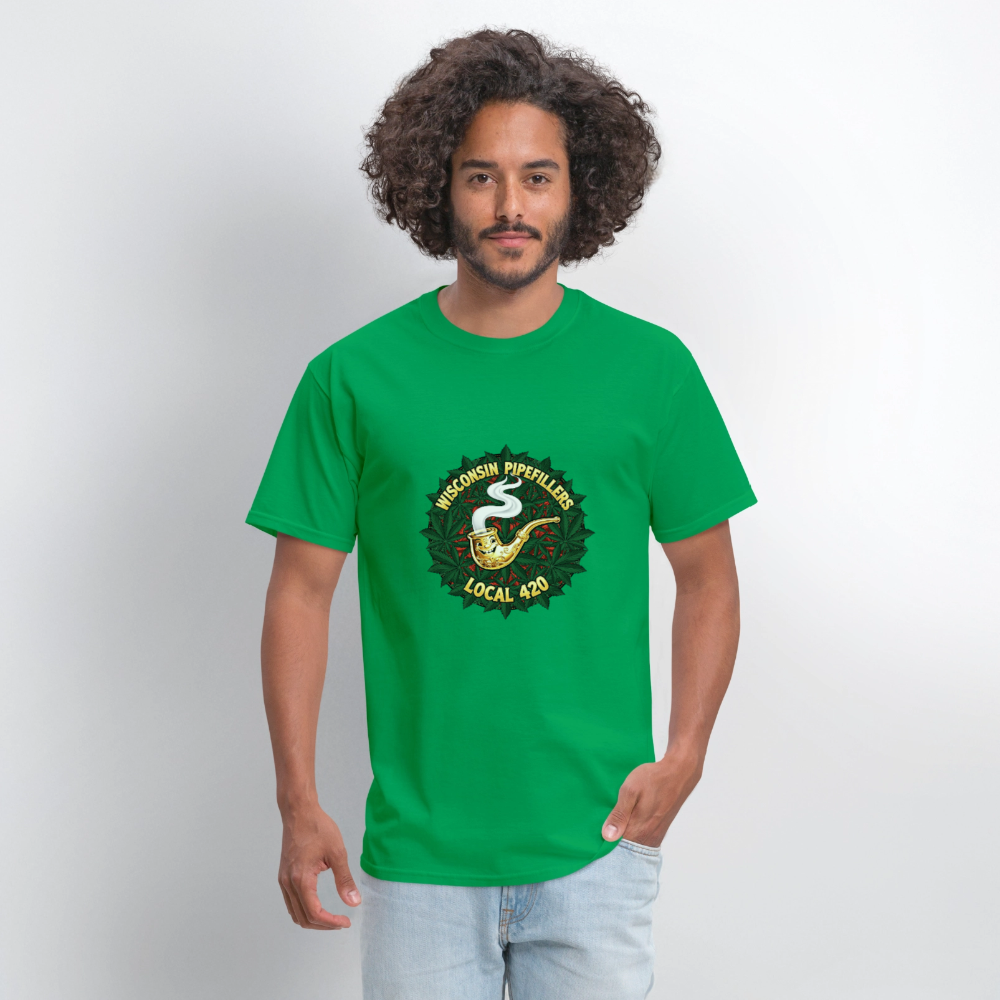 WISCONSIN PIPEFILLERS LOCAL 420 Men's T-Shirt - bright green