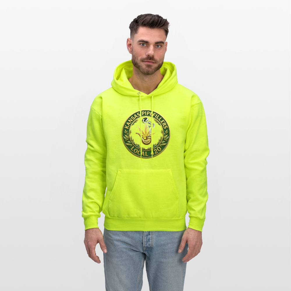 KANSAS PIPEFILLERS LOCAL 420 F/B DESIGNS Men's Hoodie - safety green