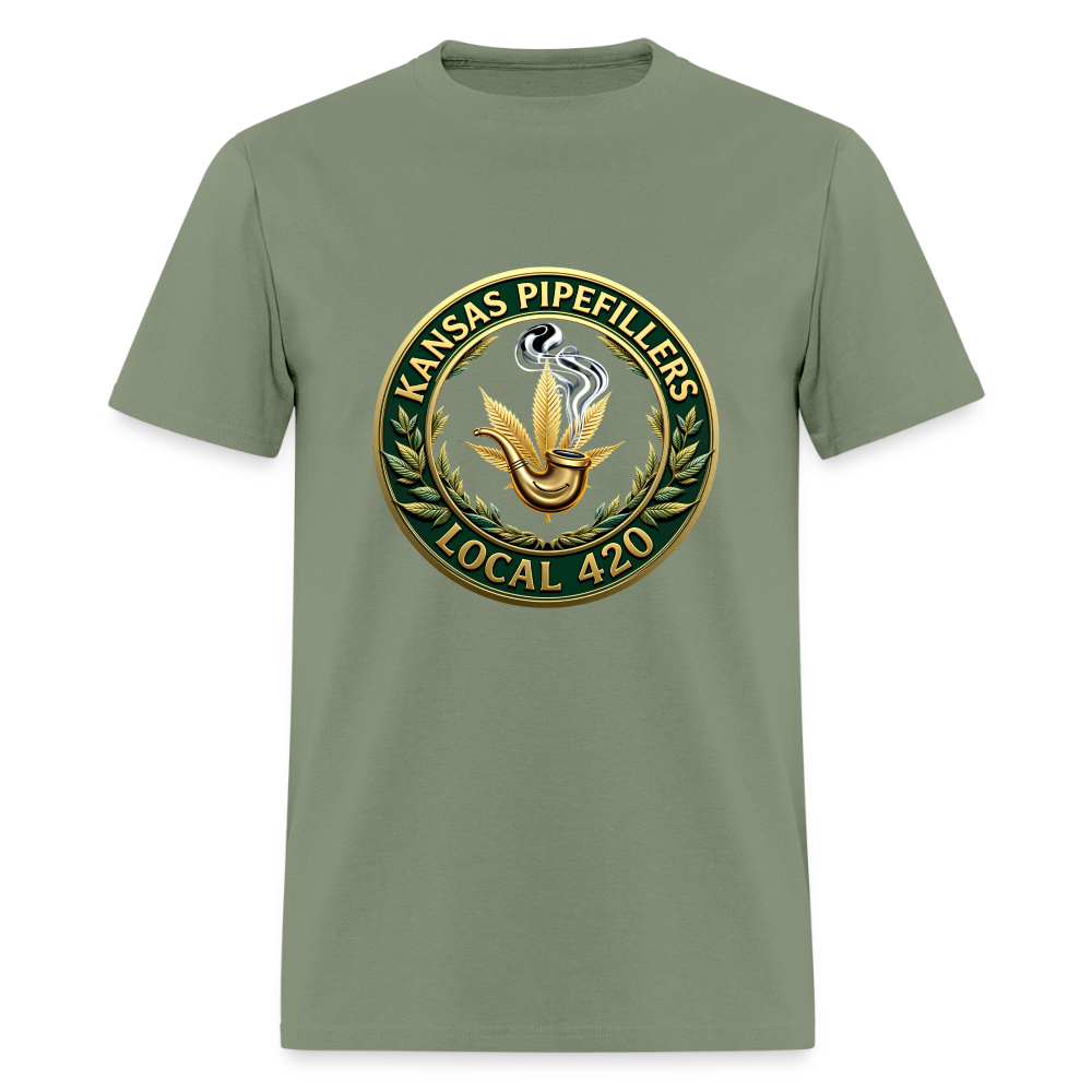 KANSAS PIPEFILLERS LOCAL 420 F/B DESIGNS Men's T-Shirt - military green