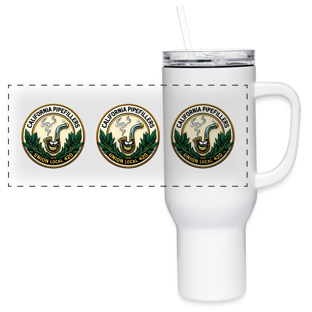 CALIFORNIA PIPEFILLERS UNION LOCAL 420 40 oz Stainless Steel Travel Tumbler - white