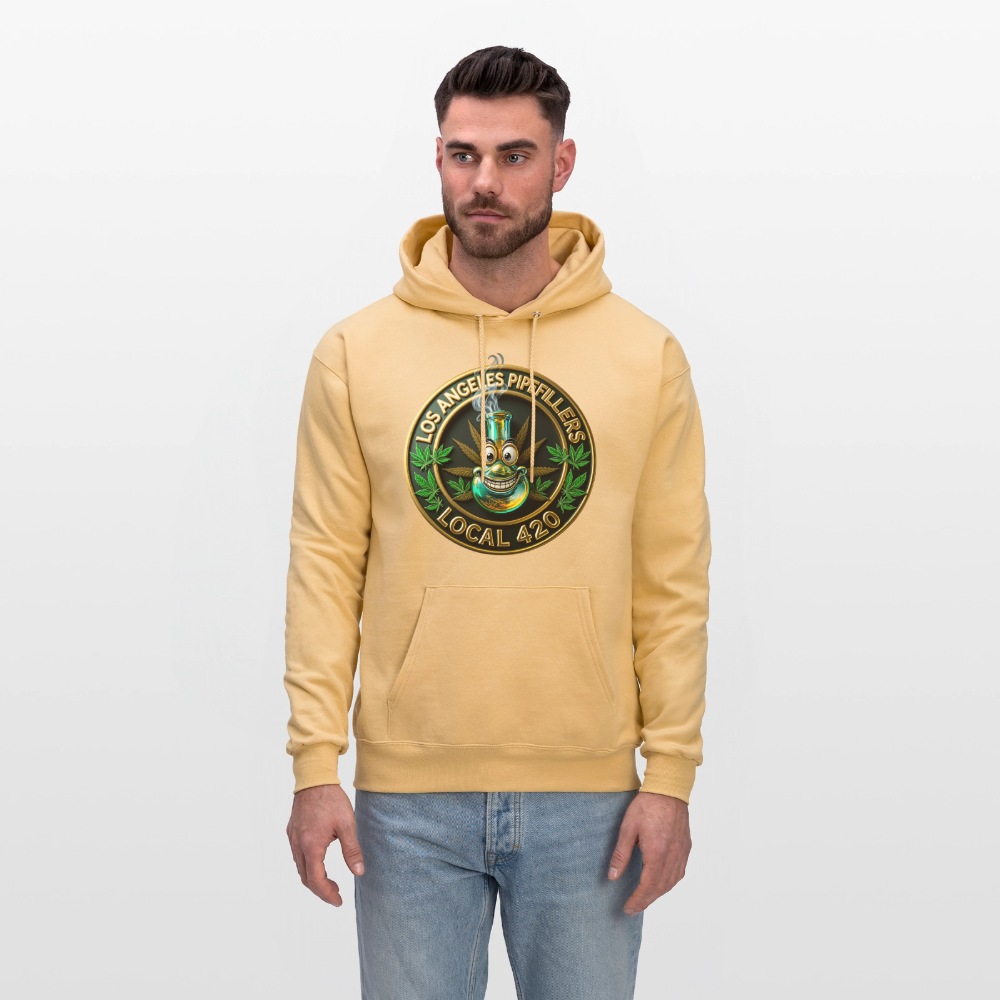 LOS ANGLES PIPEFILLERS LOCAL 420 2 EMBLEM Men's Hoodie - light gold 