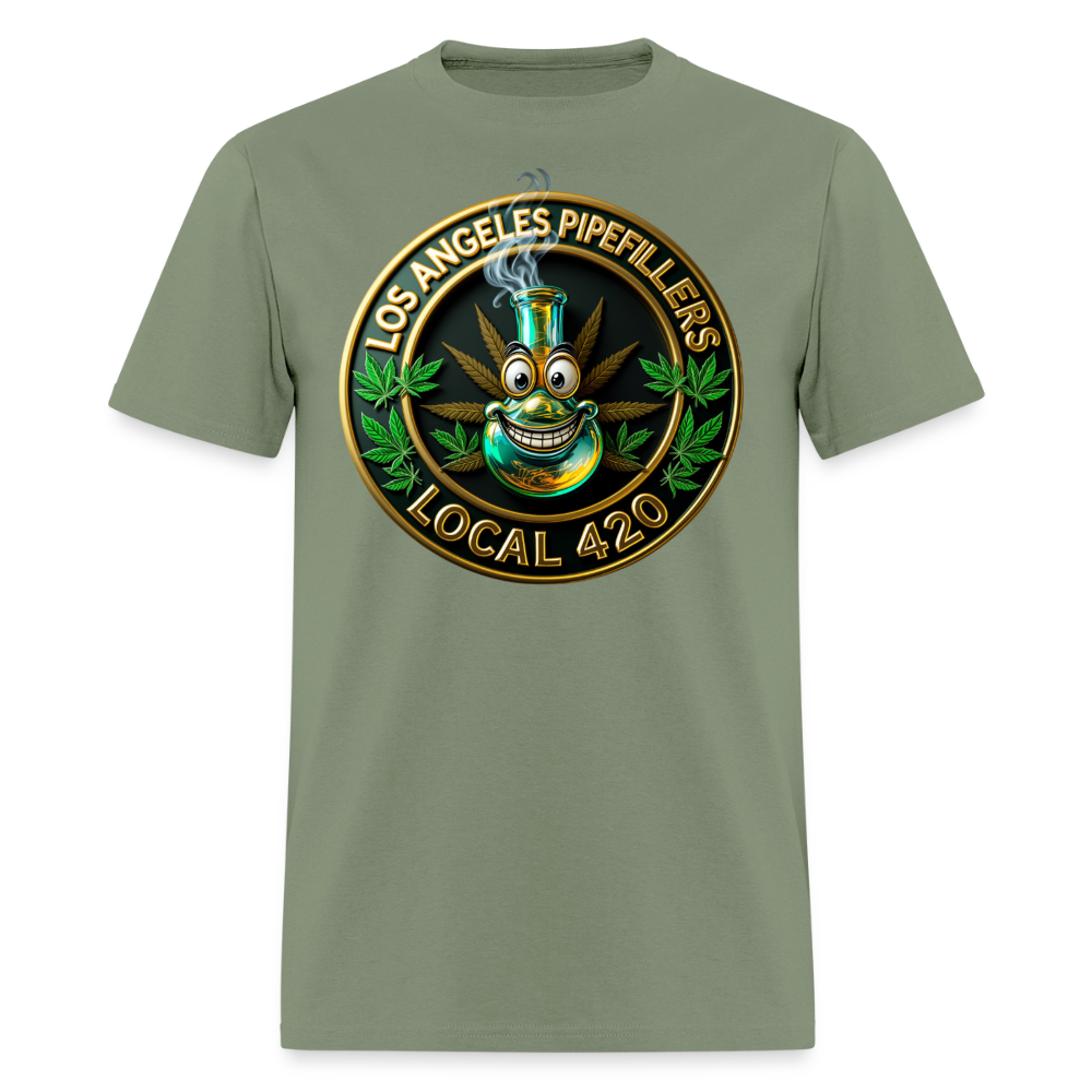 LOS ANGELES PIPEFILLERS LOCAL 420  Men's T-Shirt - military green