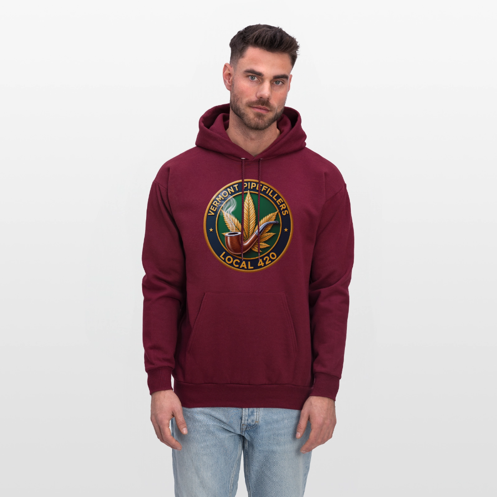 VERMONT PIPEFILLERS LOCAL 420 2 EMBLEM Men's Hoodie - burgundy