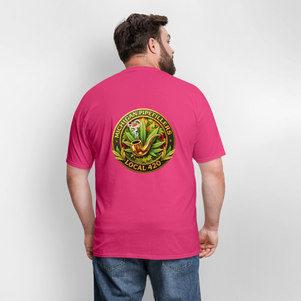 MICHIGAN PIPEFILLERS LOCAL 420 F/B DESIGN Men's T-Shirt - fuchsia
