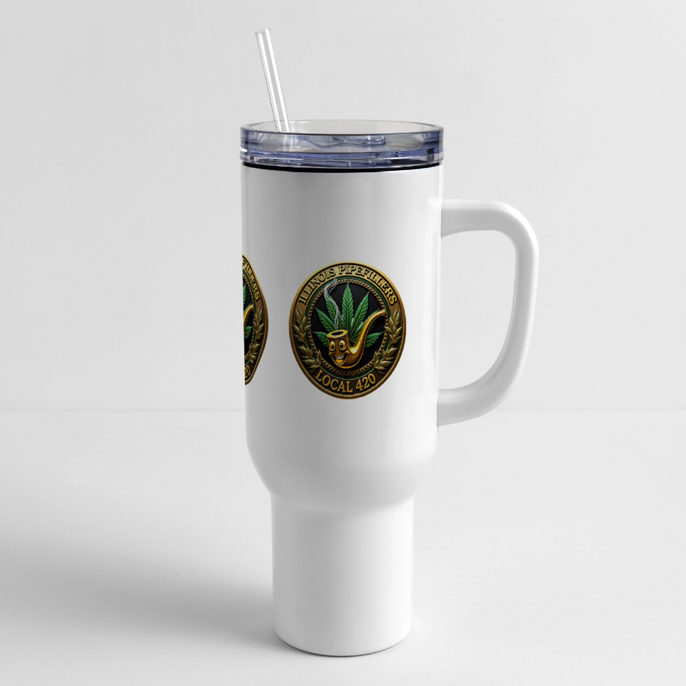 ILLINOIS PIPEFILLERS LOCAL 420 40oz Stainless Steel Travel Tumbler - white