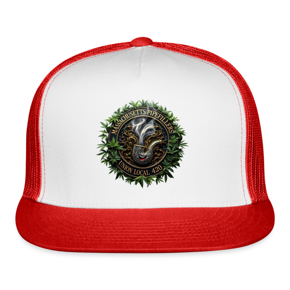 MASSACHUSETTS PIPEFILLERS LOCAL 420 Trucker Hat - white/red