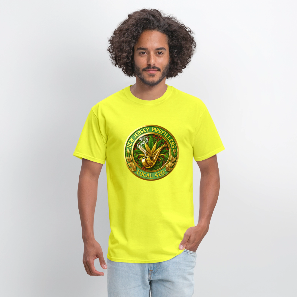 NEW JERSEY PIPEFILLERS LOCAL 420 F/B DESIGN Men's T-Shirt - safety green