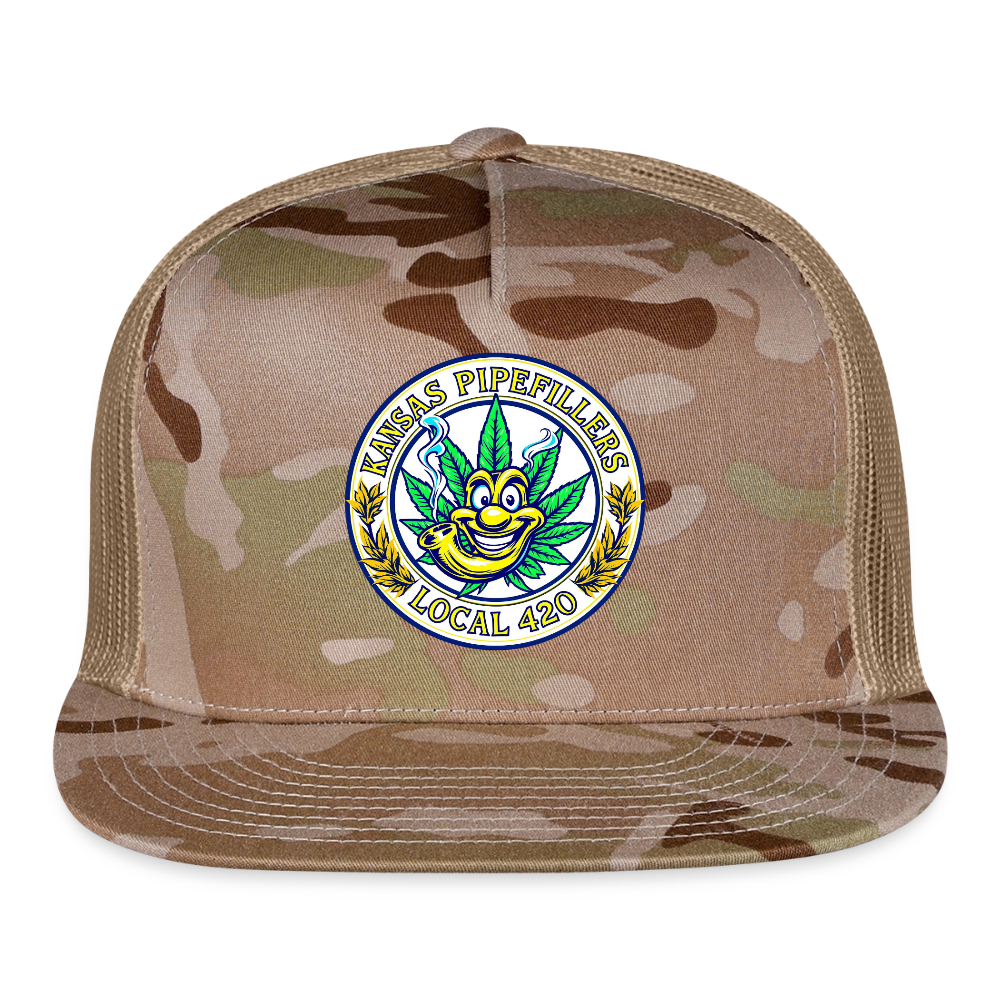 KANSAS PIPEFILLERS LOCAL 420 CAMO Trucker Hat - MultiCam\tan