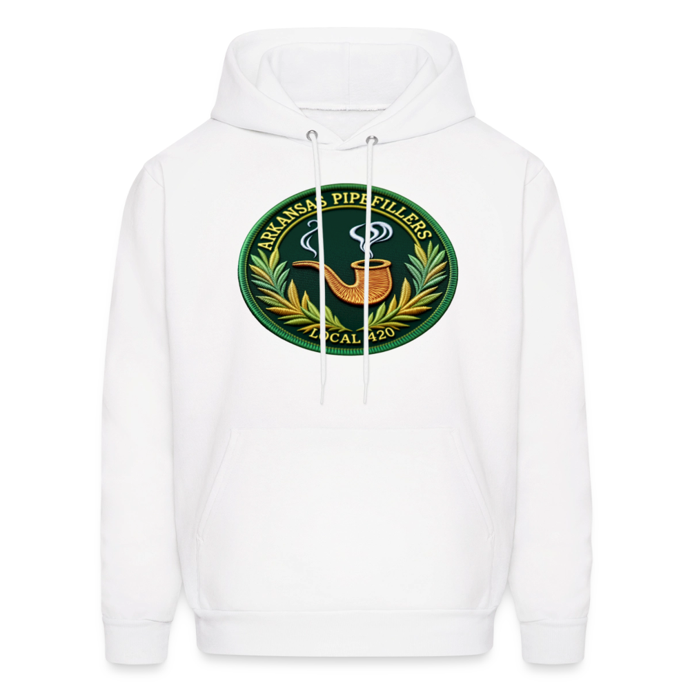 ARKANSAS PIPEFILLERS LOCAL 420 F/B EMBLEMS  Men's Hoodie - white
