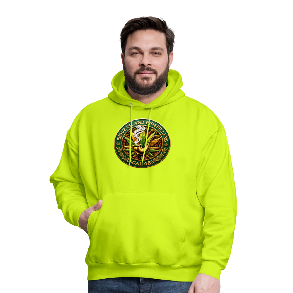 RHODE ISLAND PIPEFILLERS LOCAL 420 F/B DESIGNS Men's Hoodie - safety green