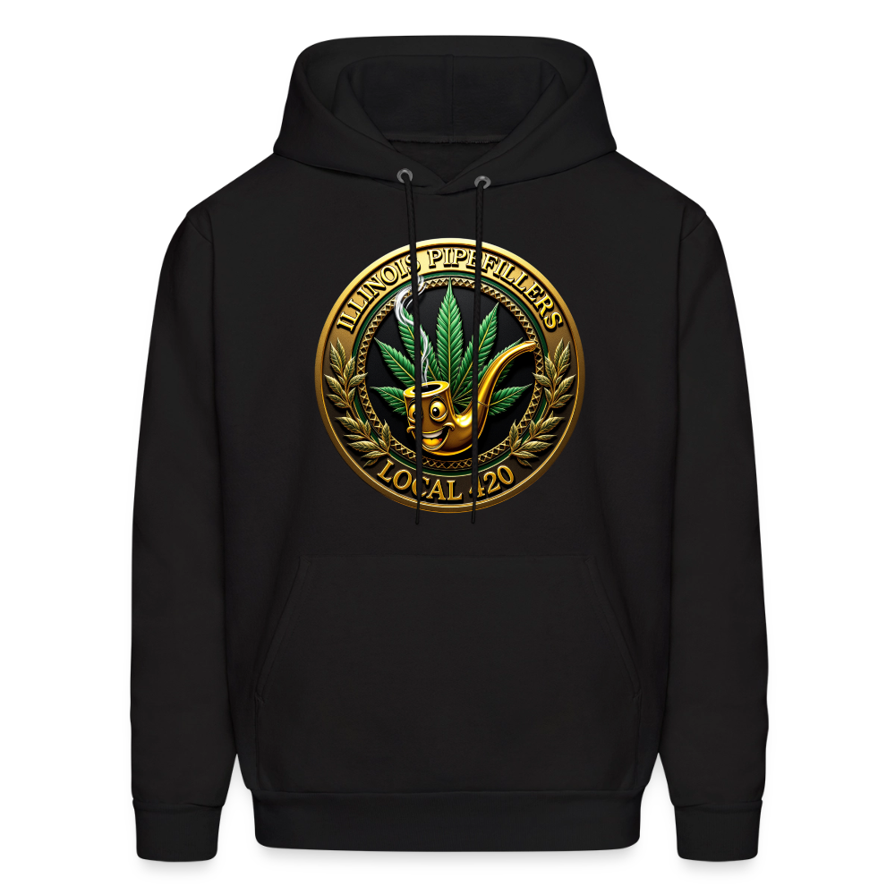 ILLINOIS PIPEFILLERS LOCAL 420 F/B EMBLEMS Men's Hoodie - black