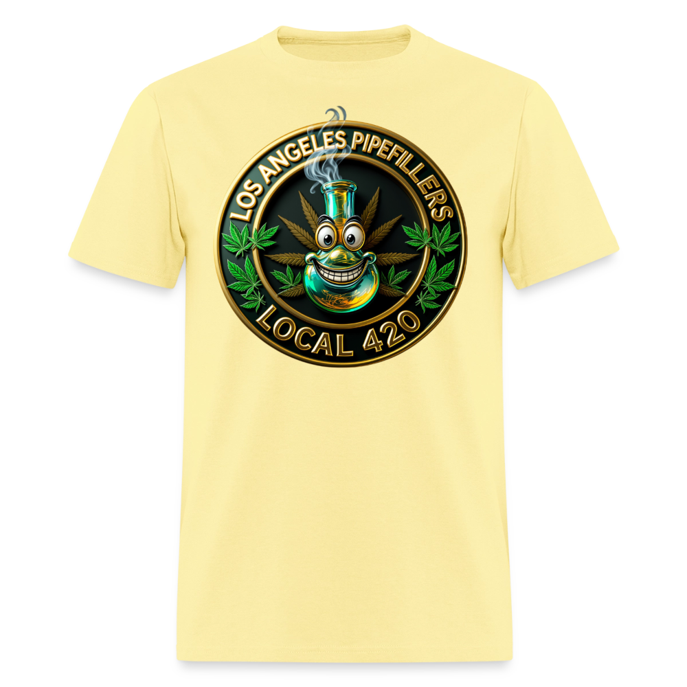 LOS ANGELES PIPEFILLERS LOCAL 420 F/B DESIGNS Men's T-Shirt - cornsilk