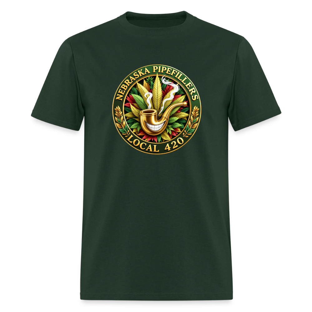 NEBRASKA PIPEFILLERS LOCAL 420 F/B DESIGNS Men's T-Shirt - forest green