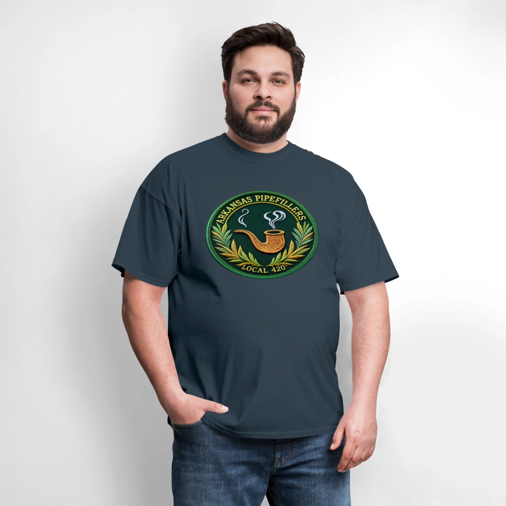 ARKANSAS PIPEFILLERS LOCAL 420 F/B EMBLEMS  Men's T-Shirt -  blue dusk