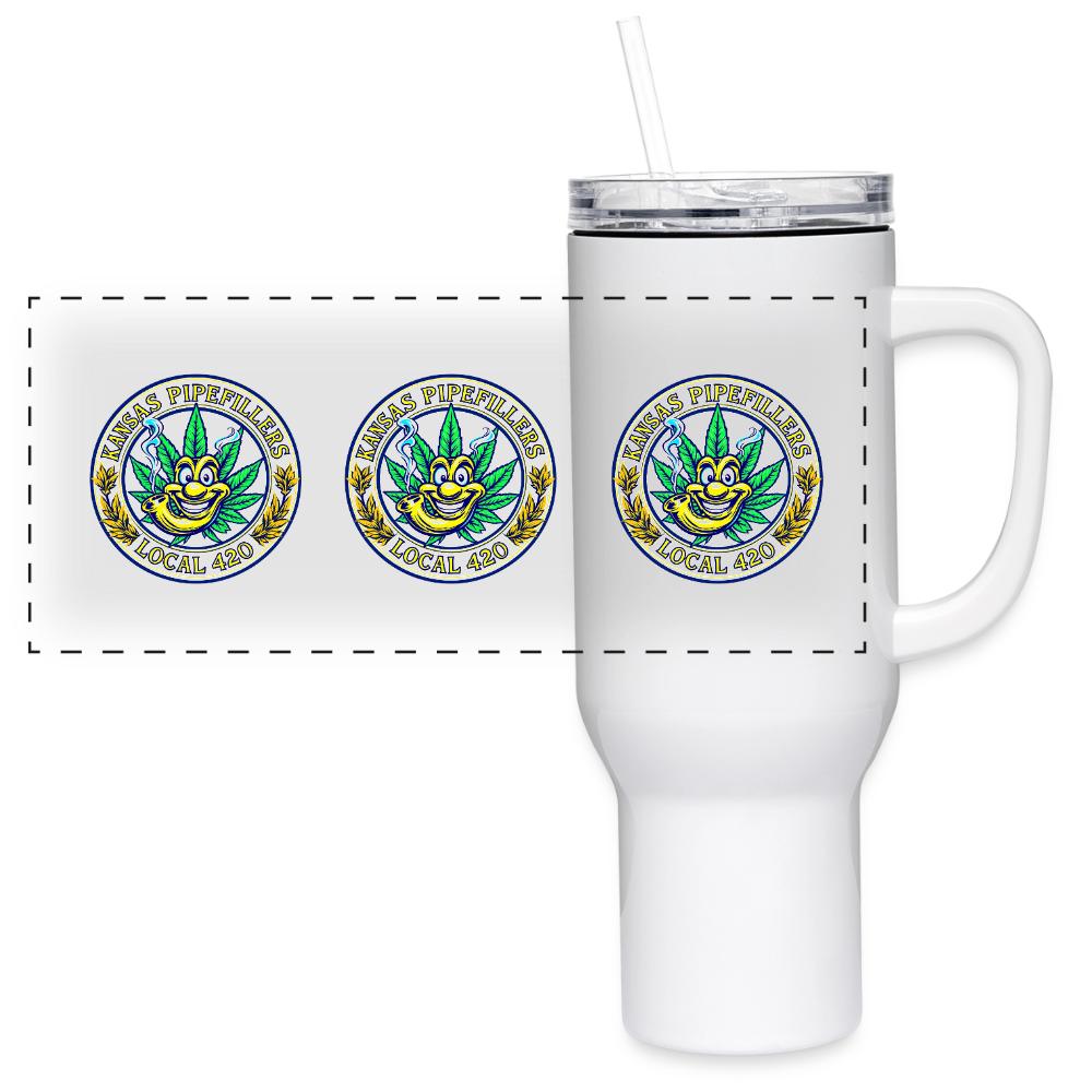 KANSAS PIPEFILLERS LOCAL 420 40oz Travel Tumbler - white