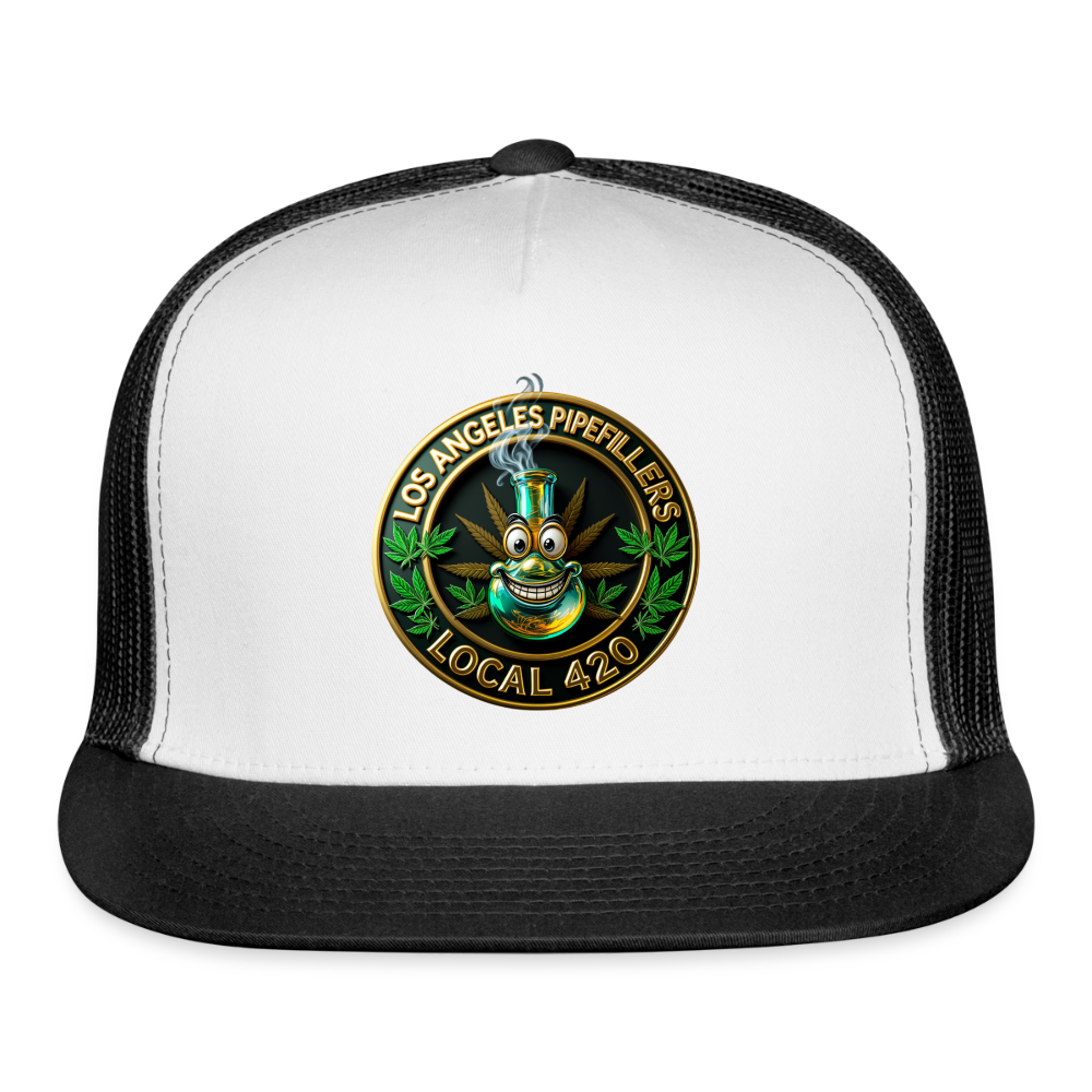 LOS ANGLES PIPEFILLERS LOCAL 420 Trucker Hat - white/black
