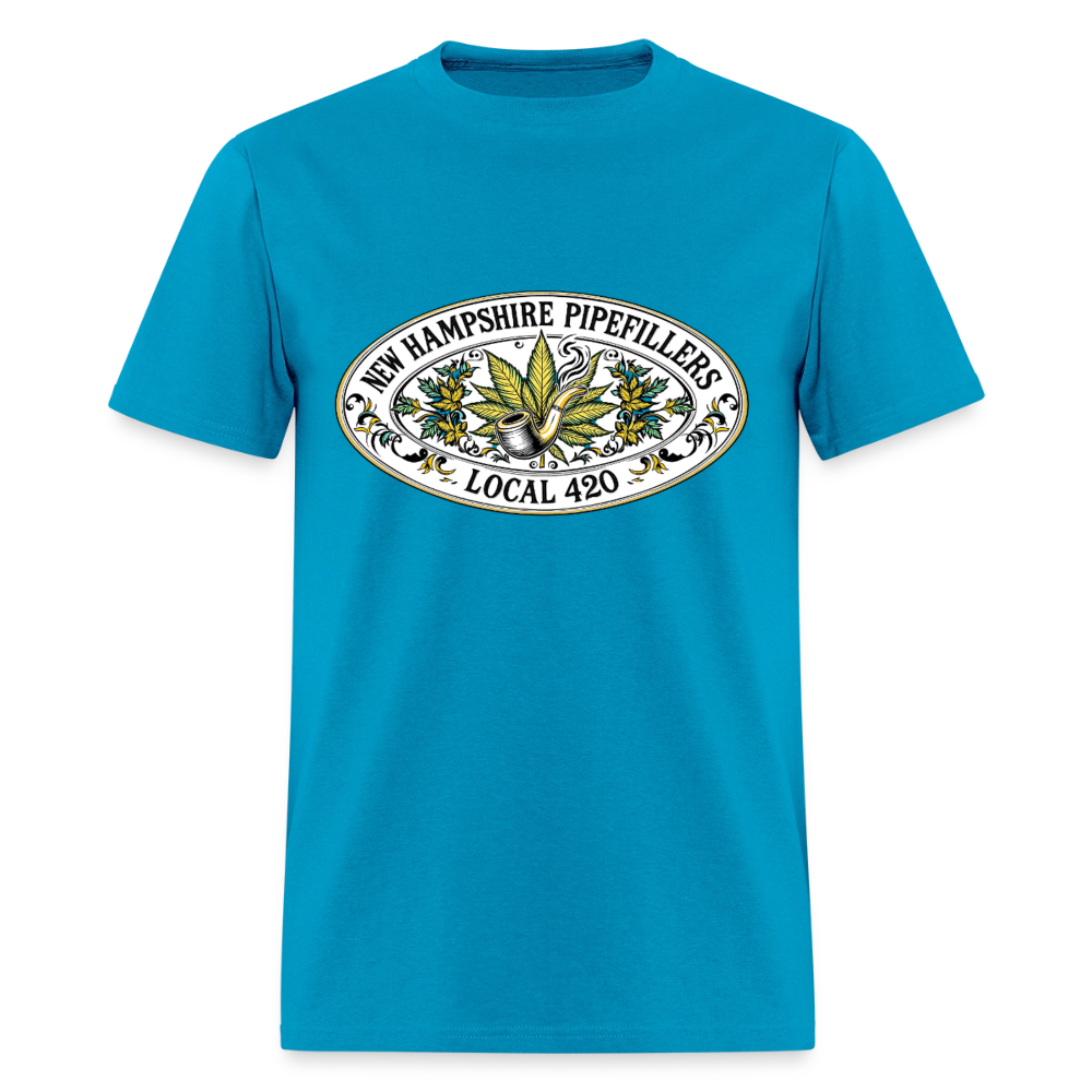 NEW HAMPSHIRE PIPEFILLERS LOCAL 420 2 EMBLEM Men's T-Shirt - turquoise