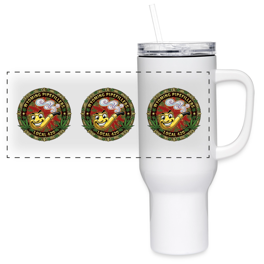 WYOMING PIPEFILLERS LOCAL 420 40oz Stainless Steel Travel Tumbler - white