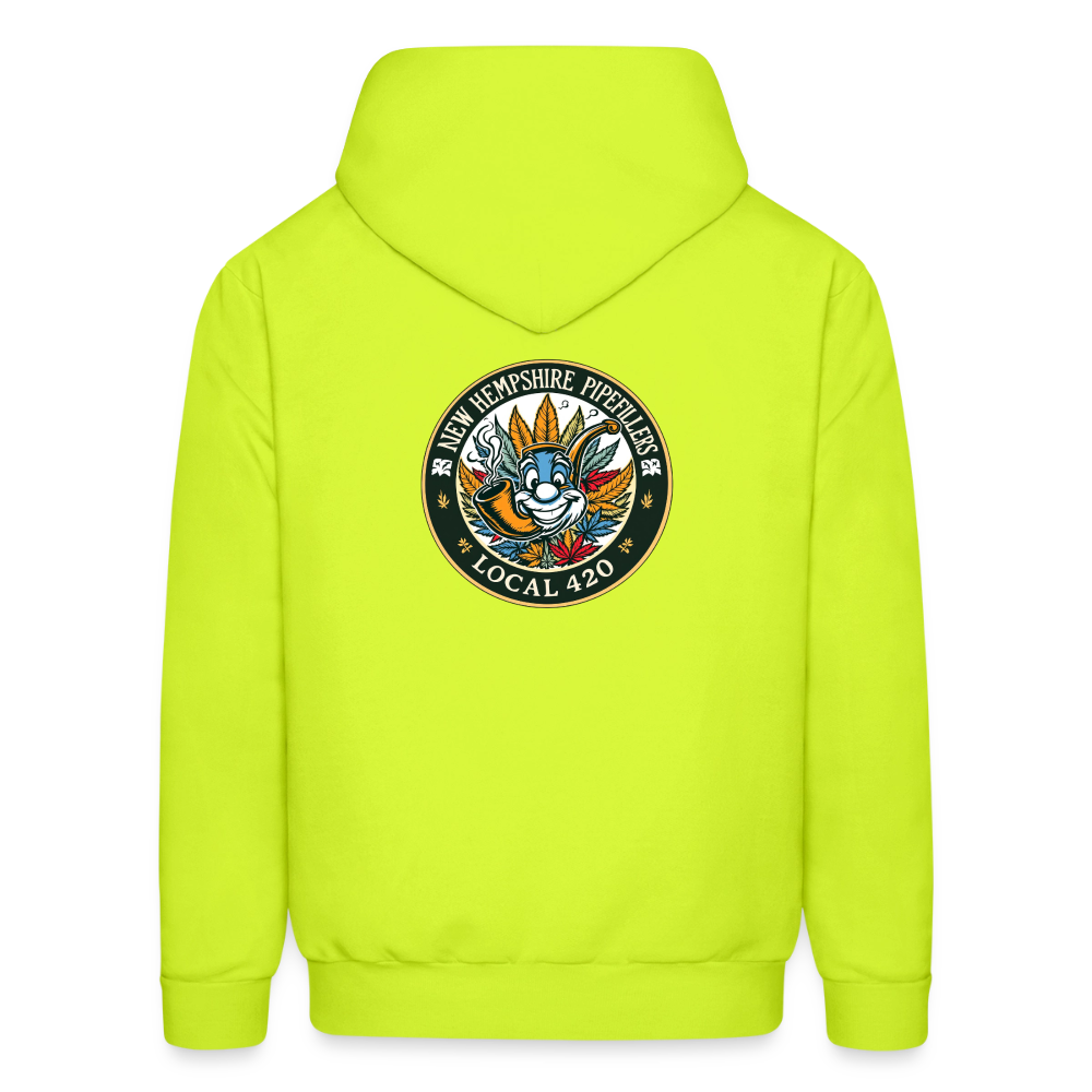 NEW HEMPSHIRE PIPEFILLERS LOCAL 420 2 EMBLEM Men's Hoodie - safety green
