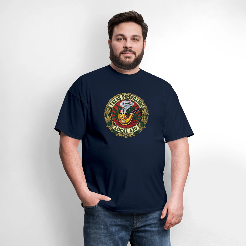 TEXAS PIPEFILLERS LOCAL 420 F.B DESIGN Men's T-Shirt - navy