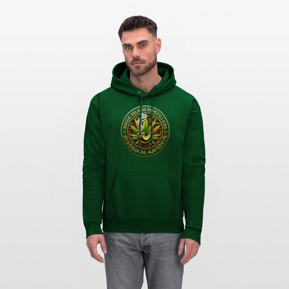 RHODE ISLAND PIPEFILLERS LOCAL 420 F/B DESIGNS Men's Hoodie - forest green