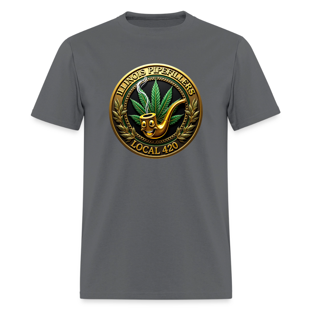 ILLINOIS PIPEFILLERS LOCAL 420 F/B EMBLEMS Men's T-Shirt - charcoal