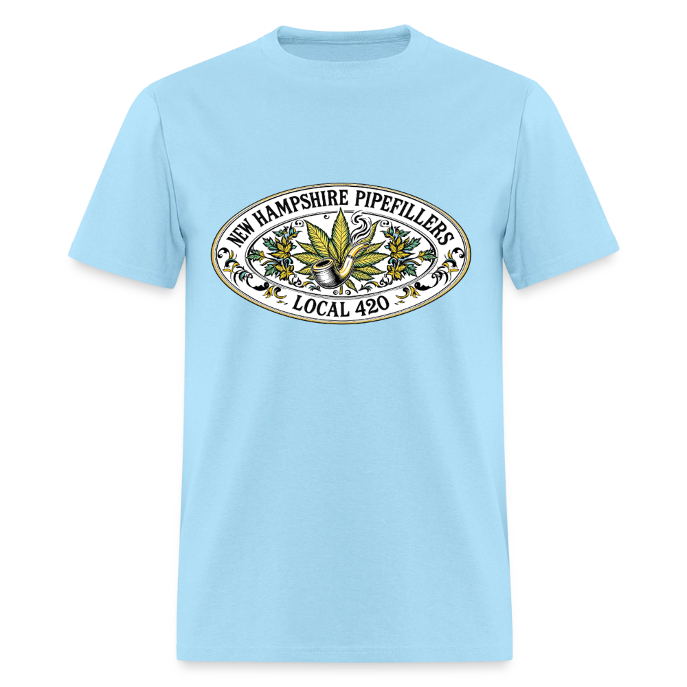 NEW HAMPSHIRE PIPEFILLERS LOCAL 420 2 EMBLEM Men's T-Shirt - powder blue