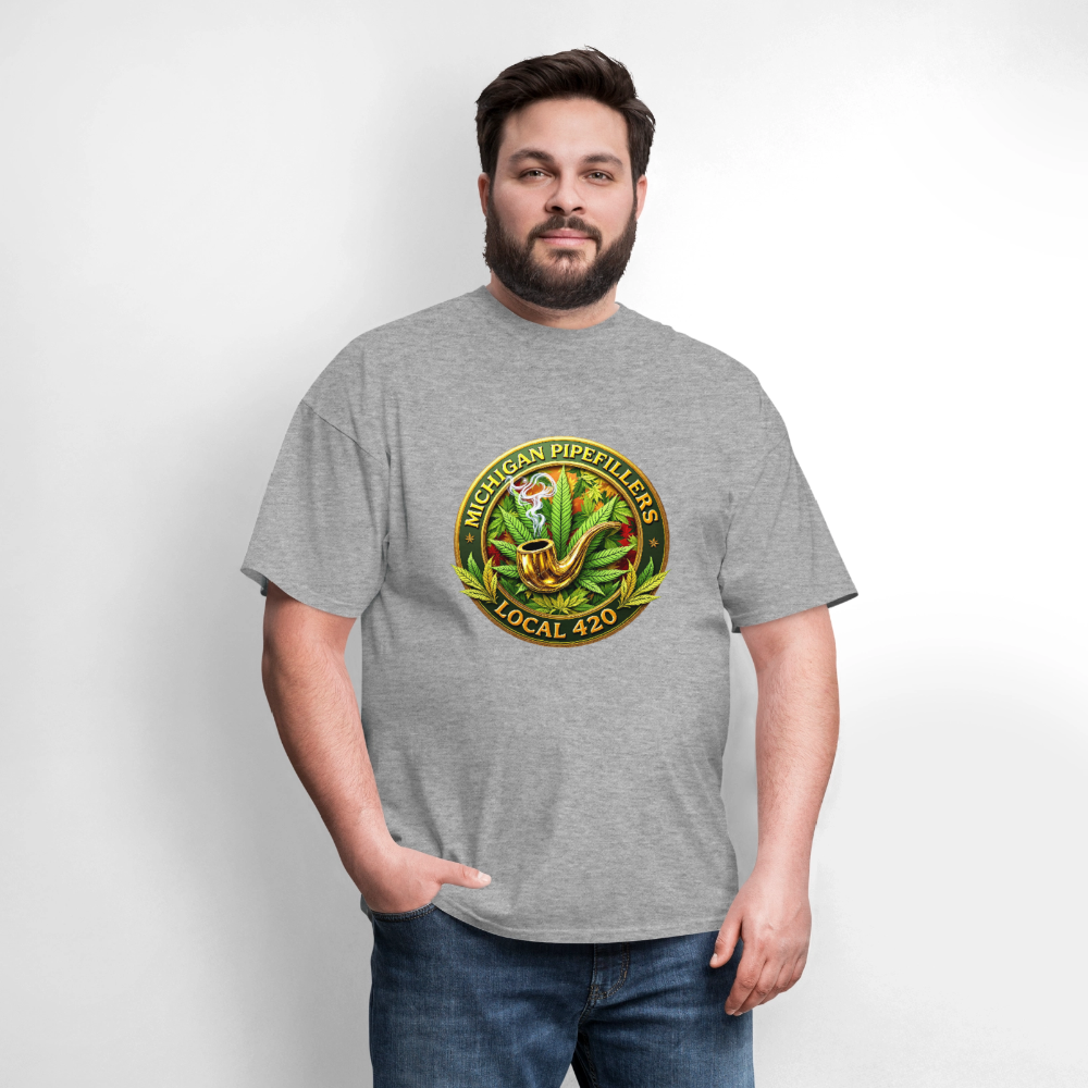 MICHIGAN PIPEFILLERS LOCAL 420 F/B DESIGN Men's T-Shirt - heather gray