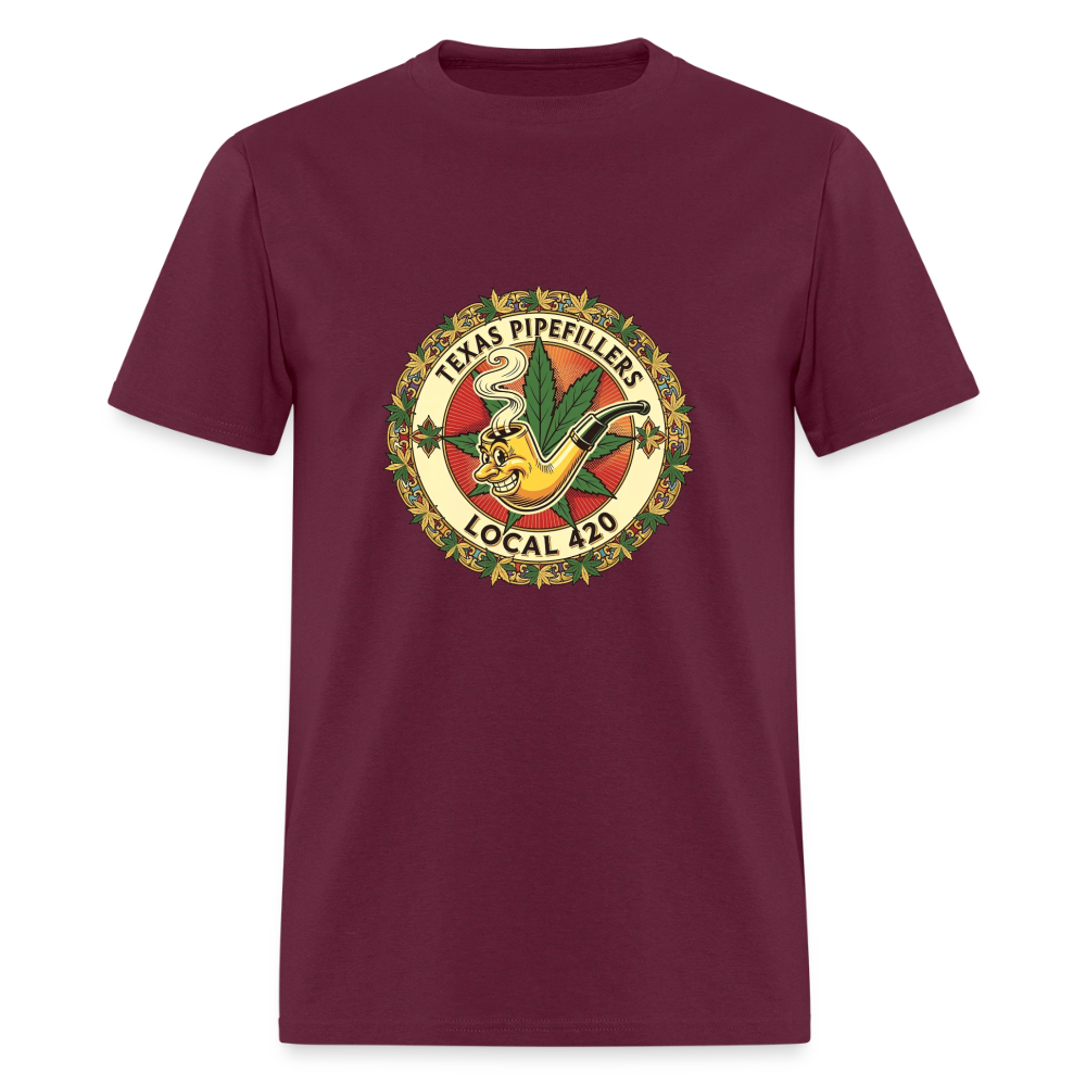 TEXAS PIPEFILLERS LOCAL 420 Men's T-Shirt - burgundy