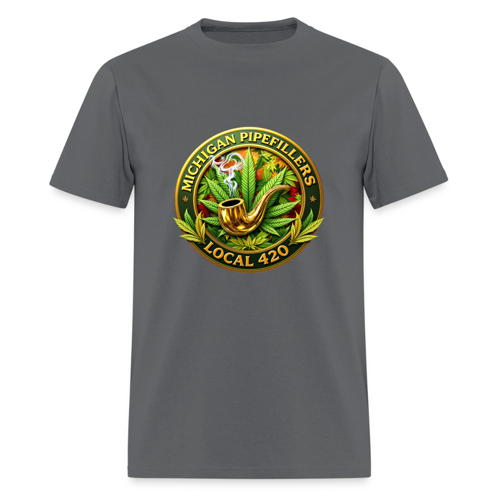 MICHIGAN PIPEFILLERS LOCAL 420 F/B DESIGN Men's T-Shirt - charcoal