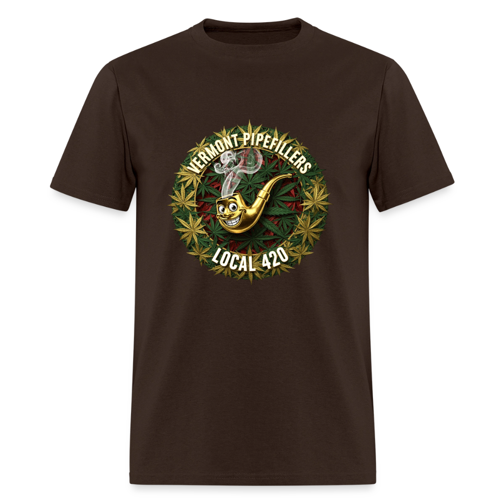 VERMONT PIPEFILLERS LOCAL 420  F/B DESIGN Men's T-Shirt - brown