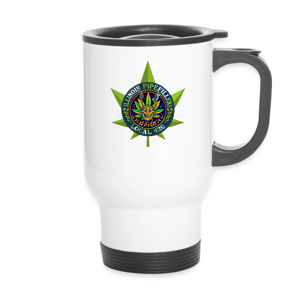 ILLINOIS PIPEFILLERS LOCAL 420 14oz Stainless Steel Travel Mug - white