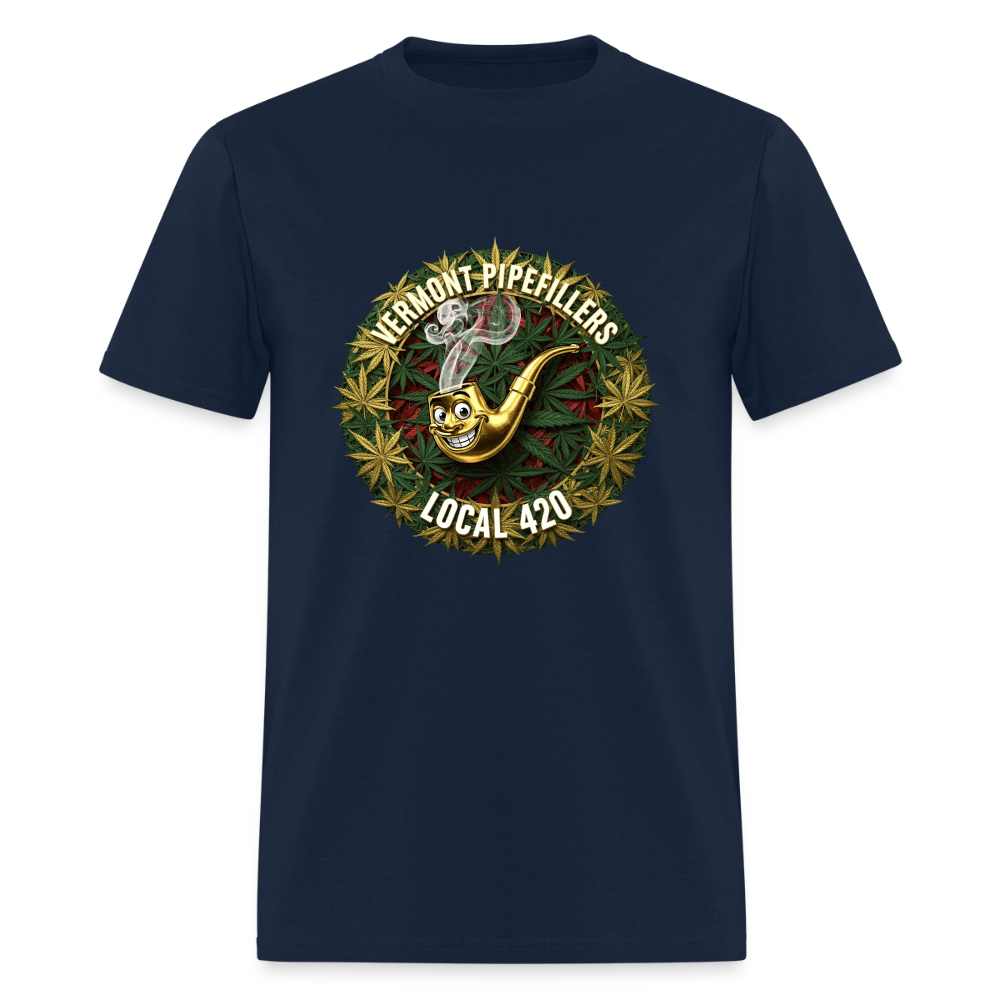 VERMONT PIPEFILLERS LOCAL 420  F/B DESIGN Men's T-Shirt - navy