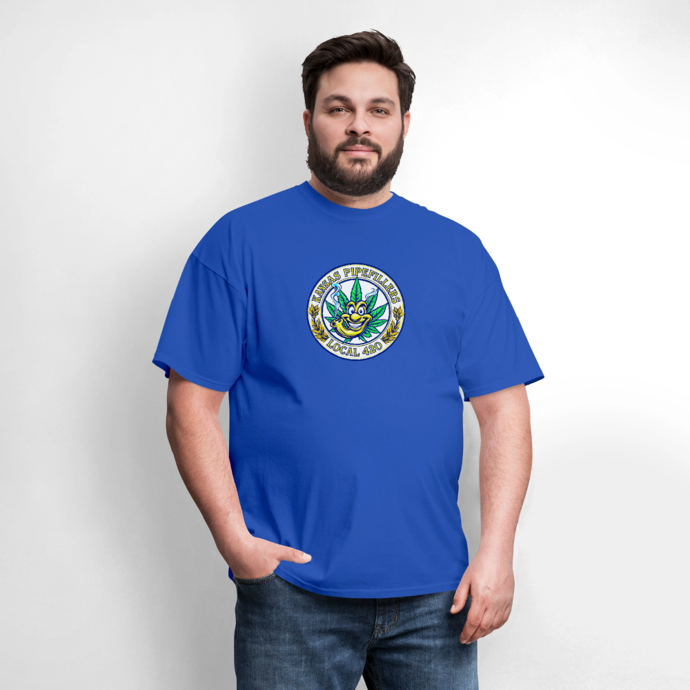 KANSAS PIPEFILLERS LOCAL 420 F/B DESIGNS Men's T-Shirt - royal blue