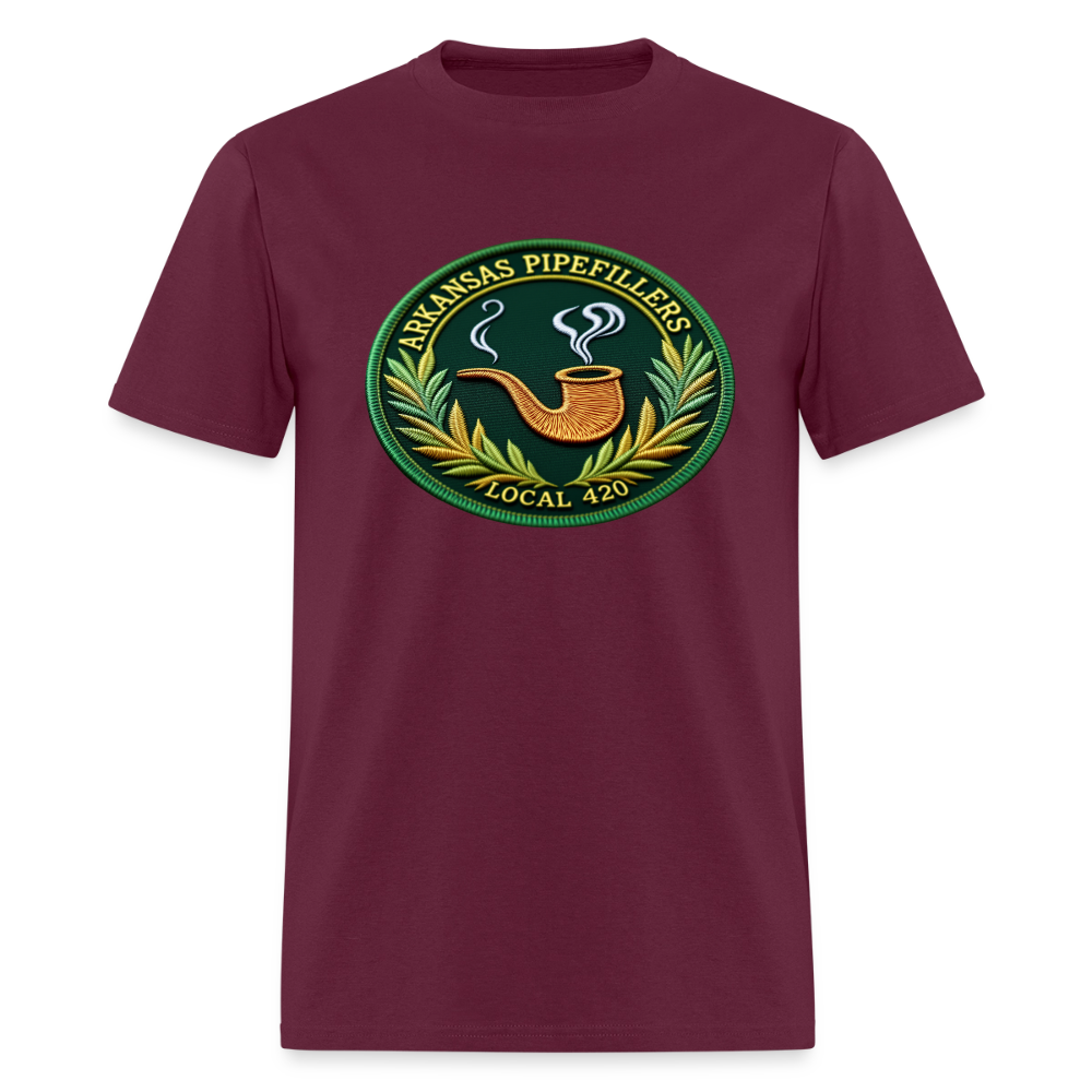 ARKANSAS PIPEFILLERS LOCAL 420 F/B EMBLEMS  Men's T-Shirt - burgundy