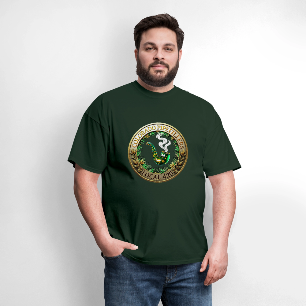 COLORADO PIPEFILLERS LOCAL 420 F/B EMBLEMS Men's T-Shirt - forest green