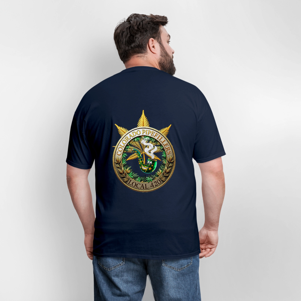 COLORADO PIPEFILLERS LOCAL 420 F/B EMBLEMS Men's T-Shirt - navy