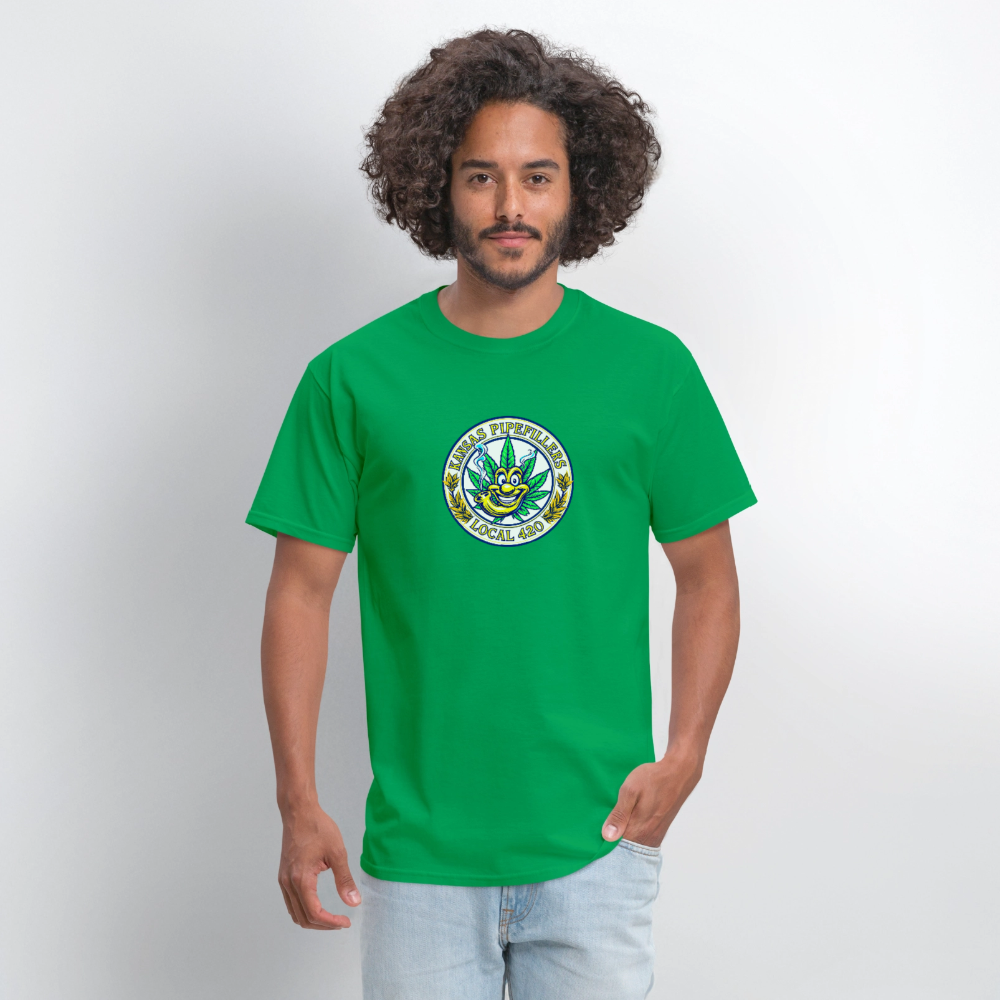KANSAS PIPEFILLERS LOCAL 420 Men's T-Shirt - bright green